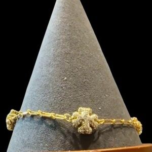 New Tory Burch Roxanne Chain Pave Delicate Gold Bracelet with Tag